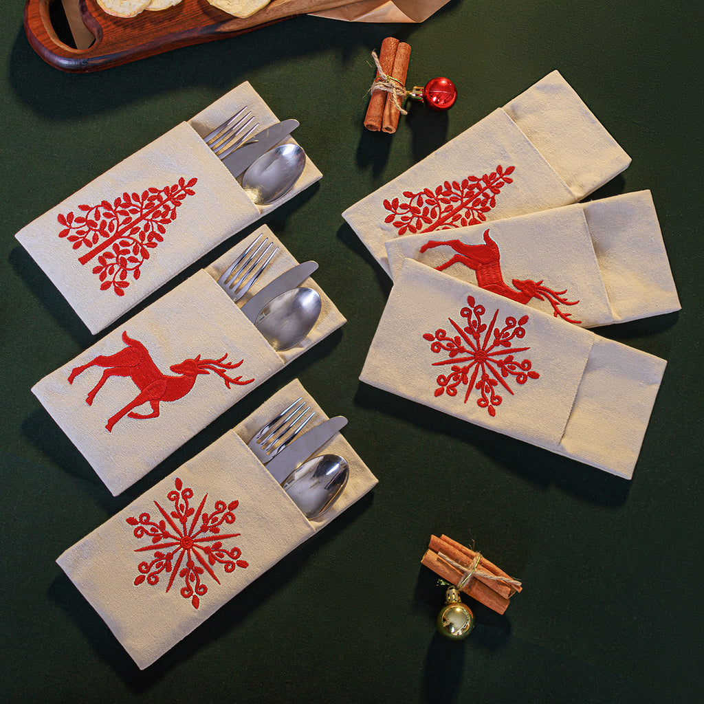 Deer, Tree, Snowflake cutlery set