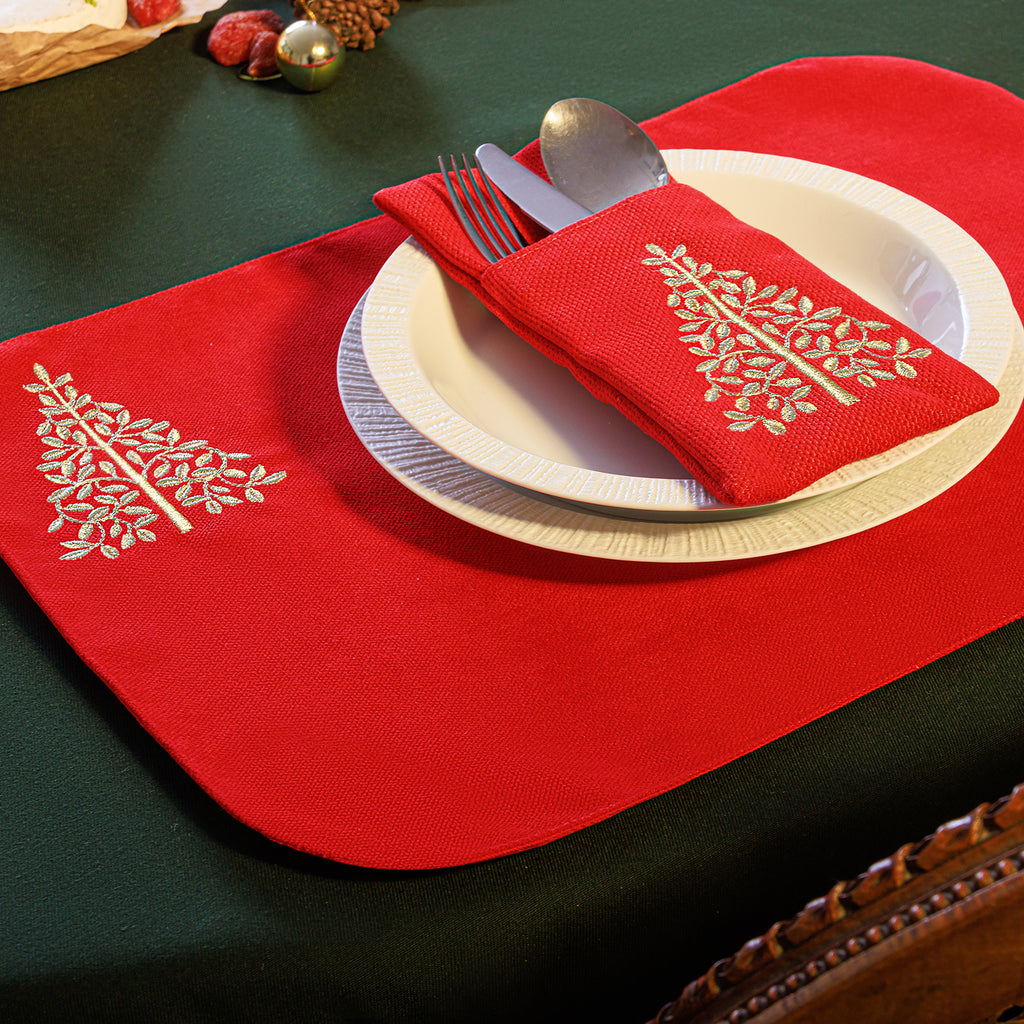 Deer, Tree, Snowflake Placemats Set