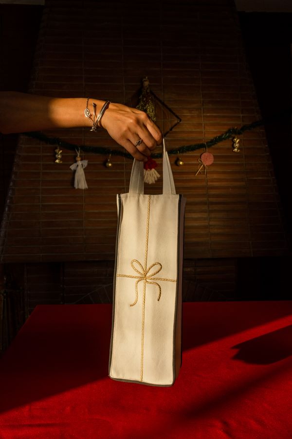Golden Ribbon Bottle Bag