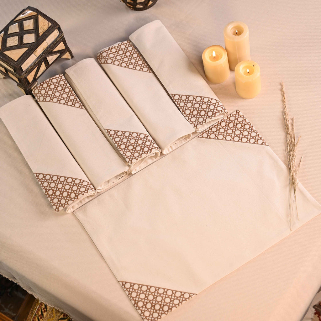 Wooden Cané Placemat Set