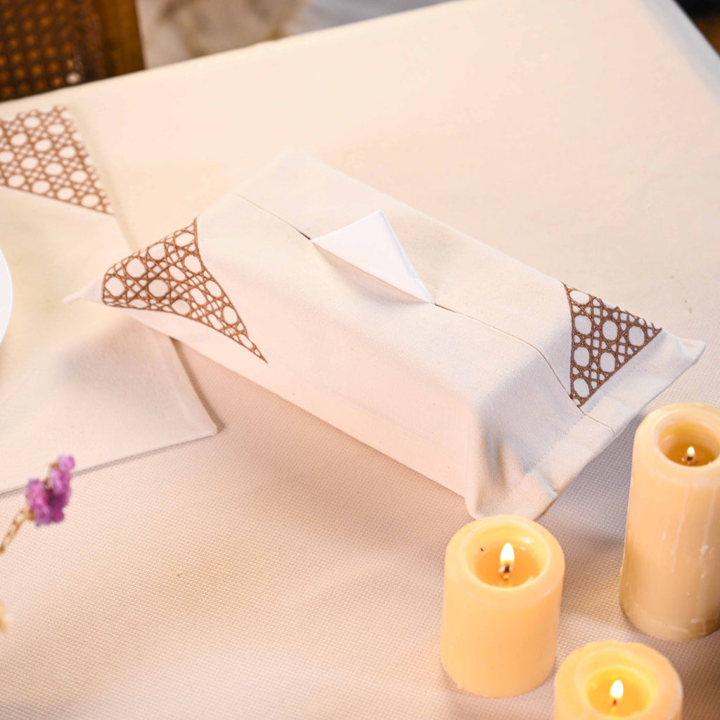 Wooden Cané Tissue Box Cover