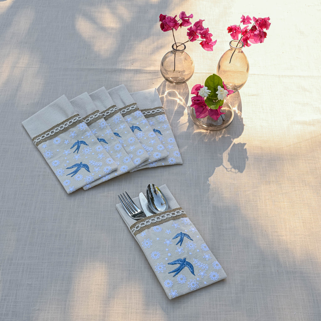 Birds & Flowers Cutlery Holder Set