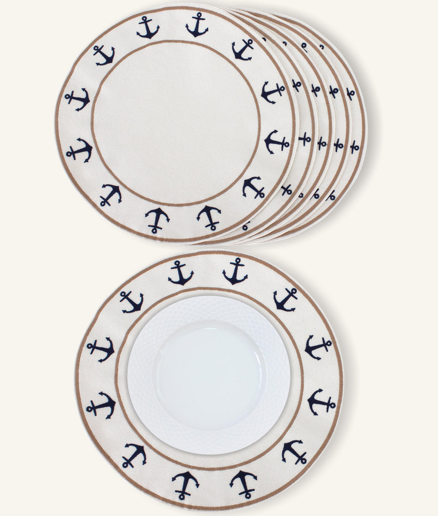 Salty Anchor Round Placemat Set