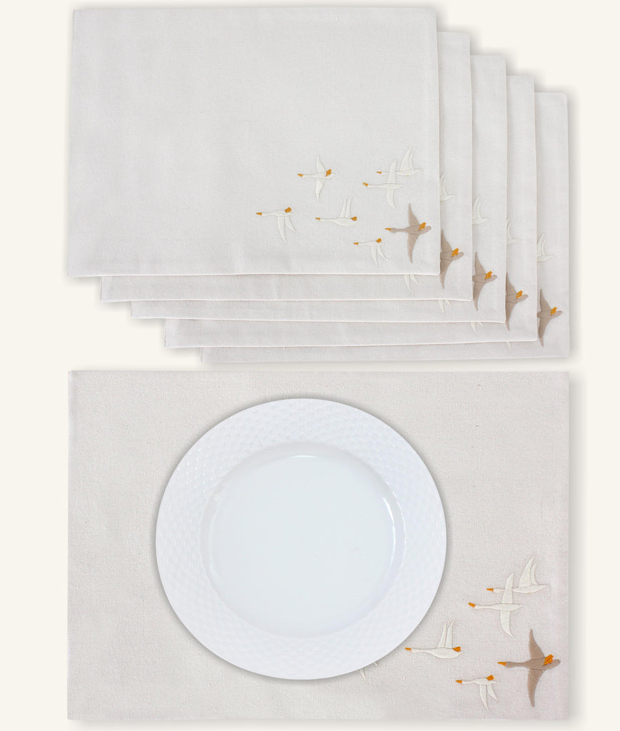 Feather Flock Placemats Set