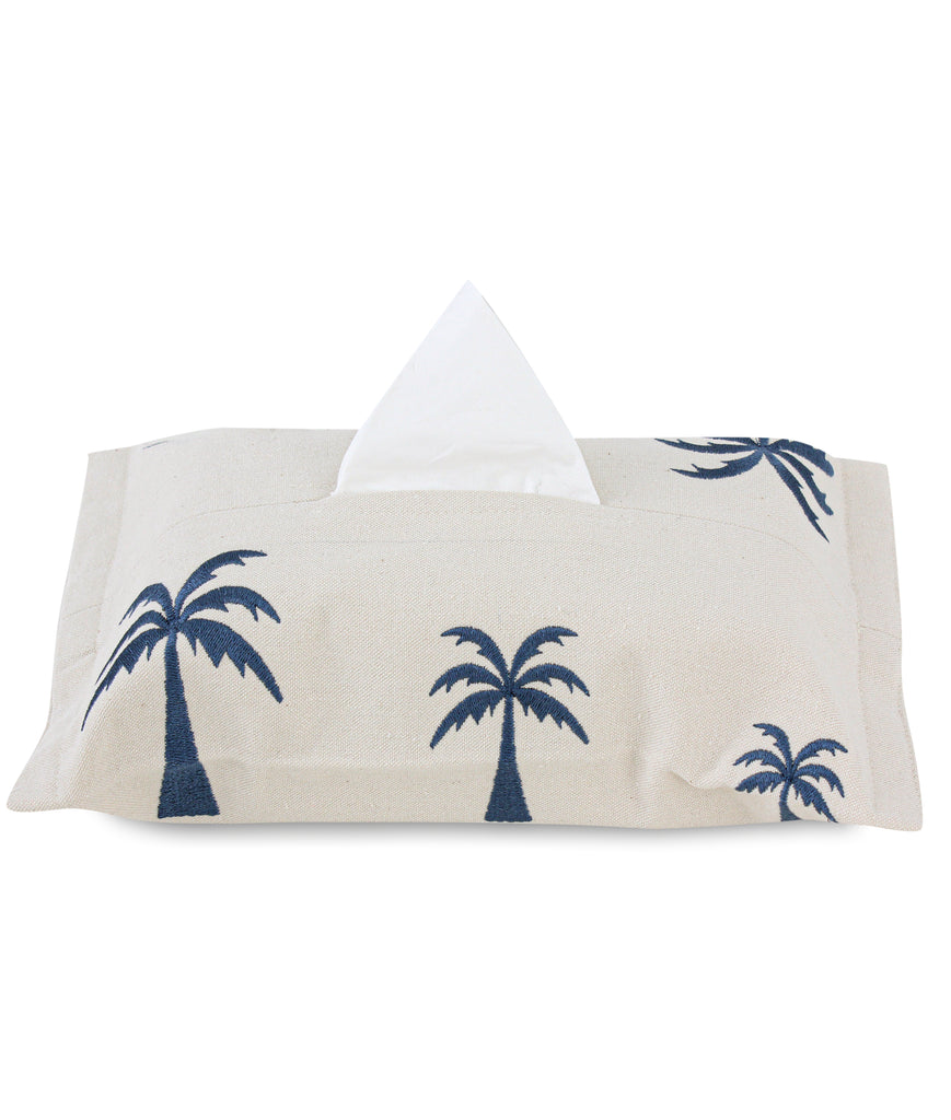 Blue Palm Tissue Box Cover