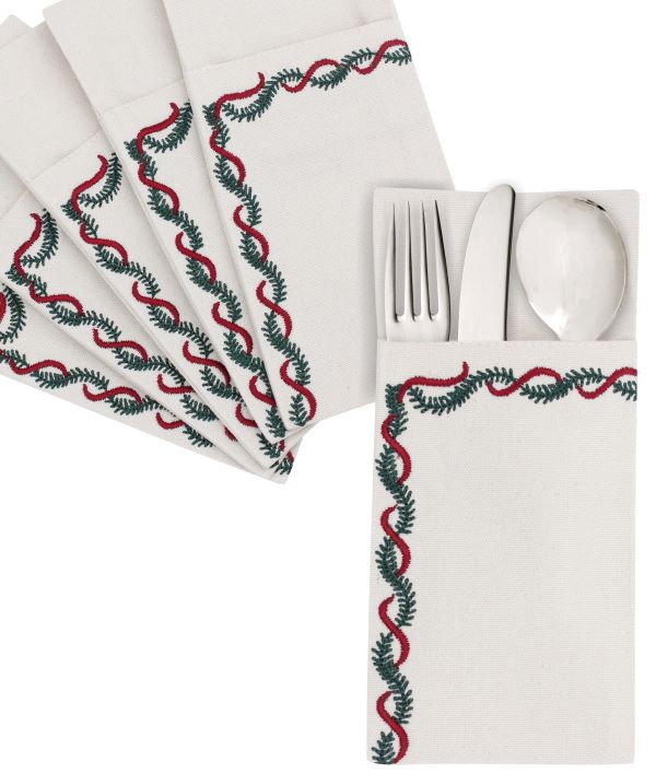 Christmas Garland Cutlery Sleeves Set