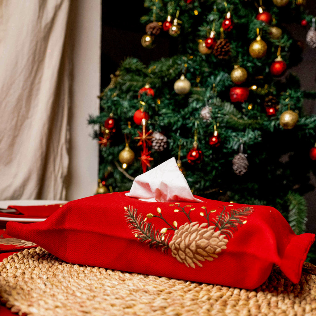 Pine Cone Velvet Tissue Box Cover
