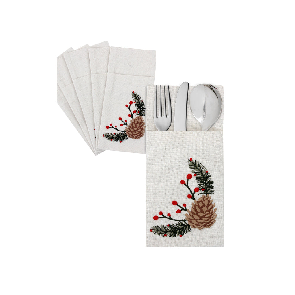 Pine Cone Blossom Cutlery Holder Set