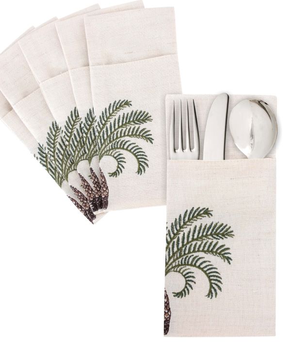 Lina Linen Cutlery Sleeves Set